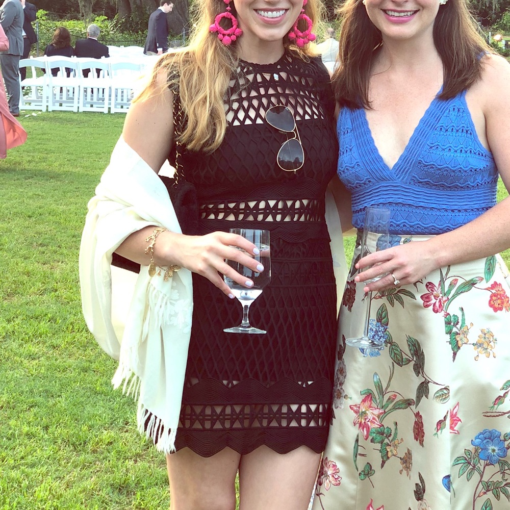 Cutout crochet cocktail dress